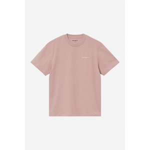 W S/S Script Embroidery T-S Gentle Pink