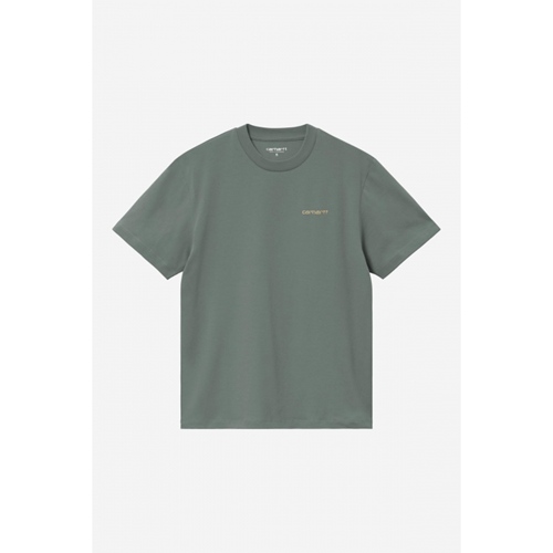 W S/S Script Embroidery T-S Vel Green Ge