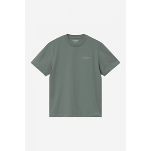 W S/S Script Embroidery T-S Vel Green Ge
