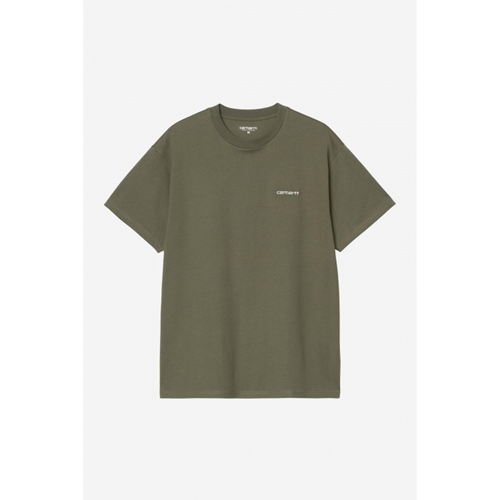 S/S Script Embroidery T-Shirt Leaf White