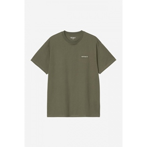 S/S Script Embroidery T-Shirt Leaf White