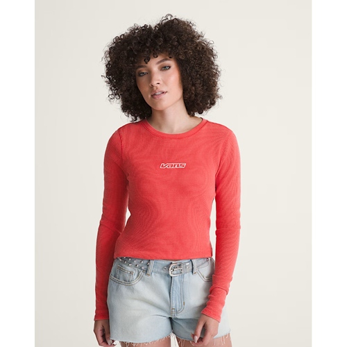 Teri Waffle Long Sleeve Crimson Haze
