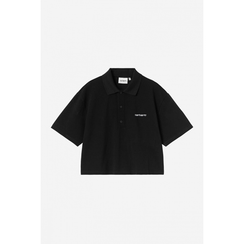 W S/S Carhartt Script Polo TS Black Whit