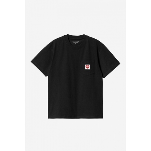W S/S Pocket Heart T-Shirt Black Red