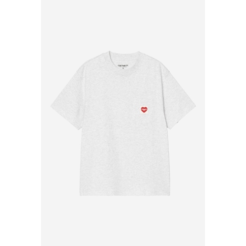 W S/S Pocket Heart T-Shirt Ash heather