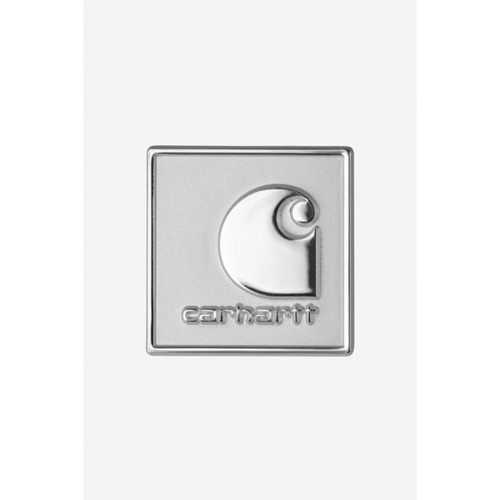 Square Label Pin Silver