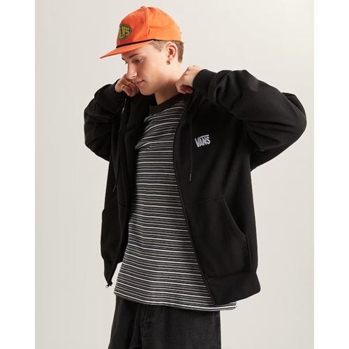 Stretch Logo Full Zip Black White