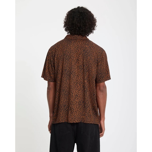 Utopias Print SS Hemd Brown Horn