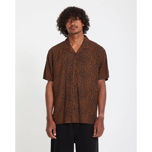 Utopias Print SS Hemd Brown Horn