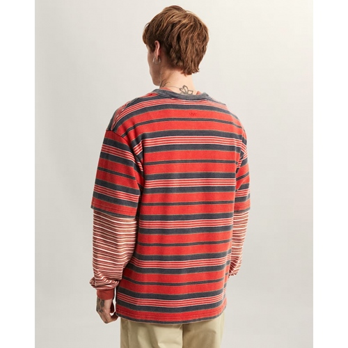 Pique Stripe SS Knit Racing Red
