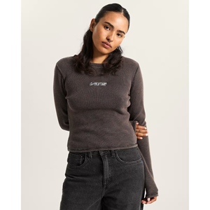 Teri Waffle Long Sleeve Black