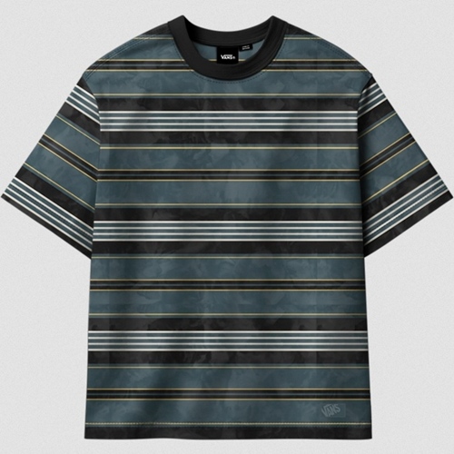 Pique Stripe SS Knit Mystic Moss
