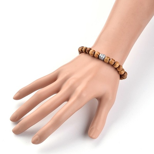 Holz Armband Hämatitkopf Buddha 45mm