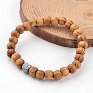 Holz Armband Hämatitkopf Buddha 45mm