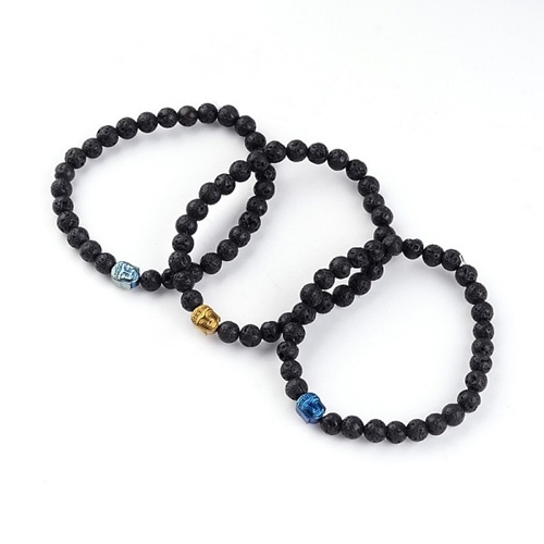 Lava Armband Buddha Hämatit Körner 58mm