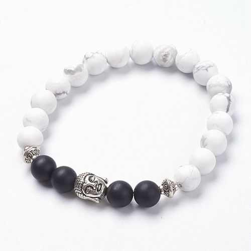 Edelsteinperlen Armband Buddhakopf