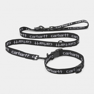Script Dog Leash & Collar Black White