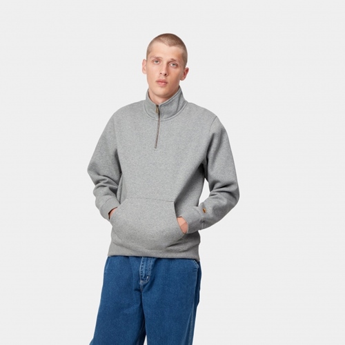 Chase Neck Zip Sweat Grey Heather Gold