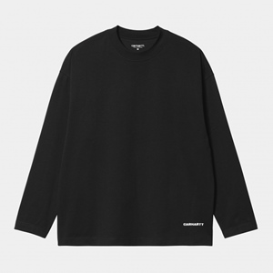 L/S Link Script T-Shirt Black White