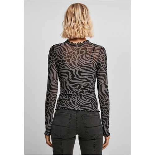 Ladies AOP Mesh Turtleneck L/S Asphalt