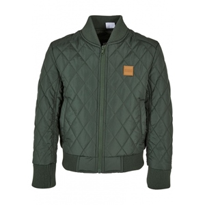 Boys Diamond Quilt Nylon Jacket Olive