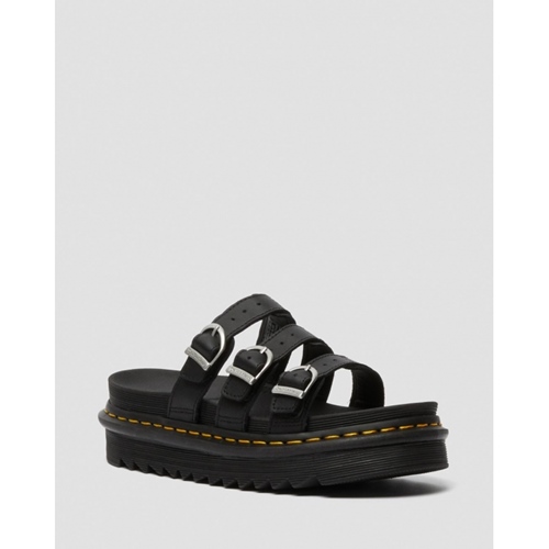 Blaire Slide Black Hydro Leather Sandals