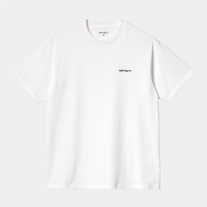 S/S Script Embroidery T-Shirt White Blk